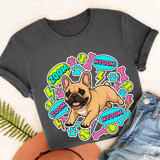 Custom Frenchie Neon Zoomies Unisex TShirt Pepper