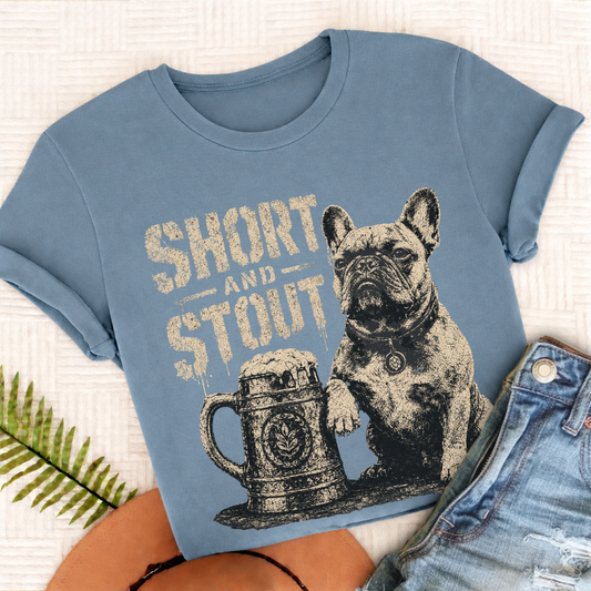 French Bulldog Short Stout Silhouette Unisex TShirt Ice Blue