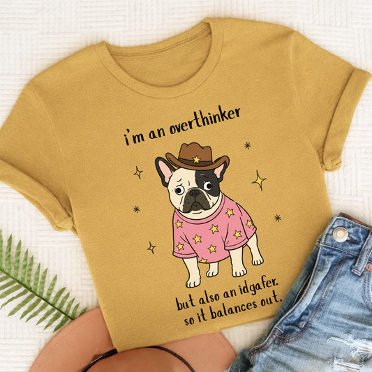 CC Custom French Bulldog Overthinker Unisex TShirt Mustard
