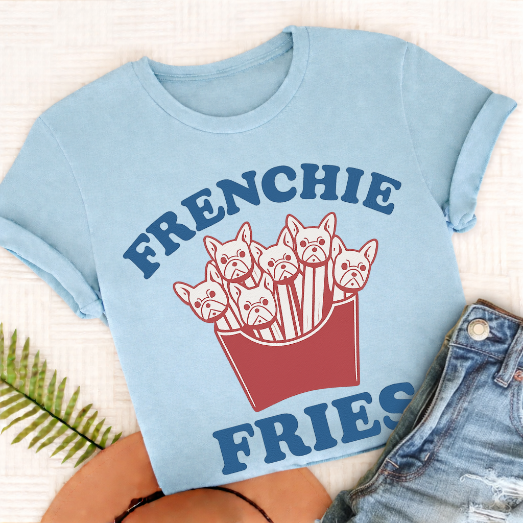 French Bulldog Frenchie Fries Unisex TShirt Chambray