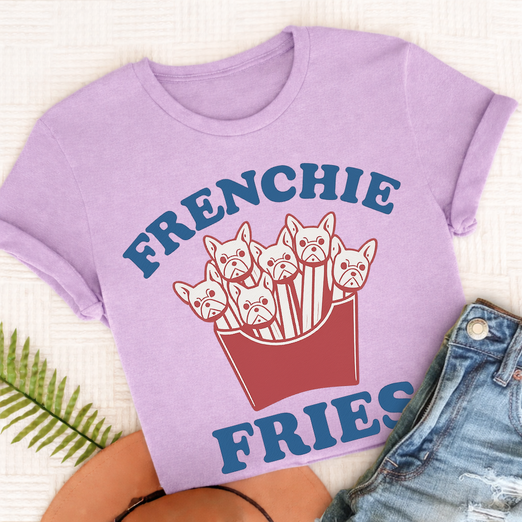 French Bulldog Frenchie Fries Unisex TShirt Orchid