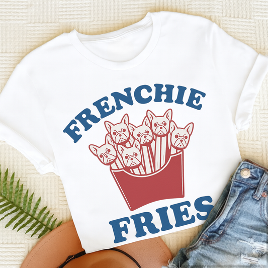 French Bulldog Frenchie Fries Unisex TShirt White