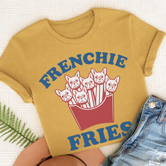 French Bulldog Frenchie Fries Unisex TShirt Mustard