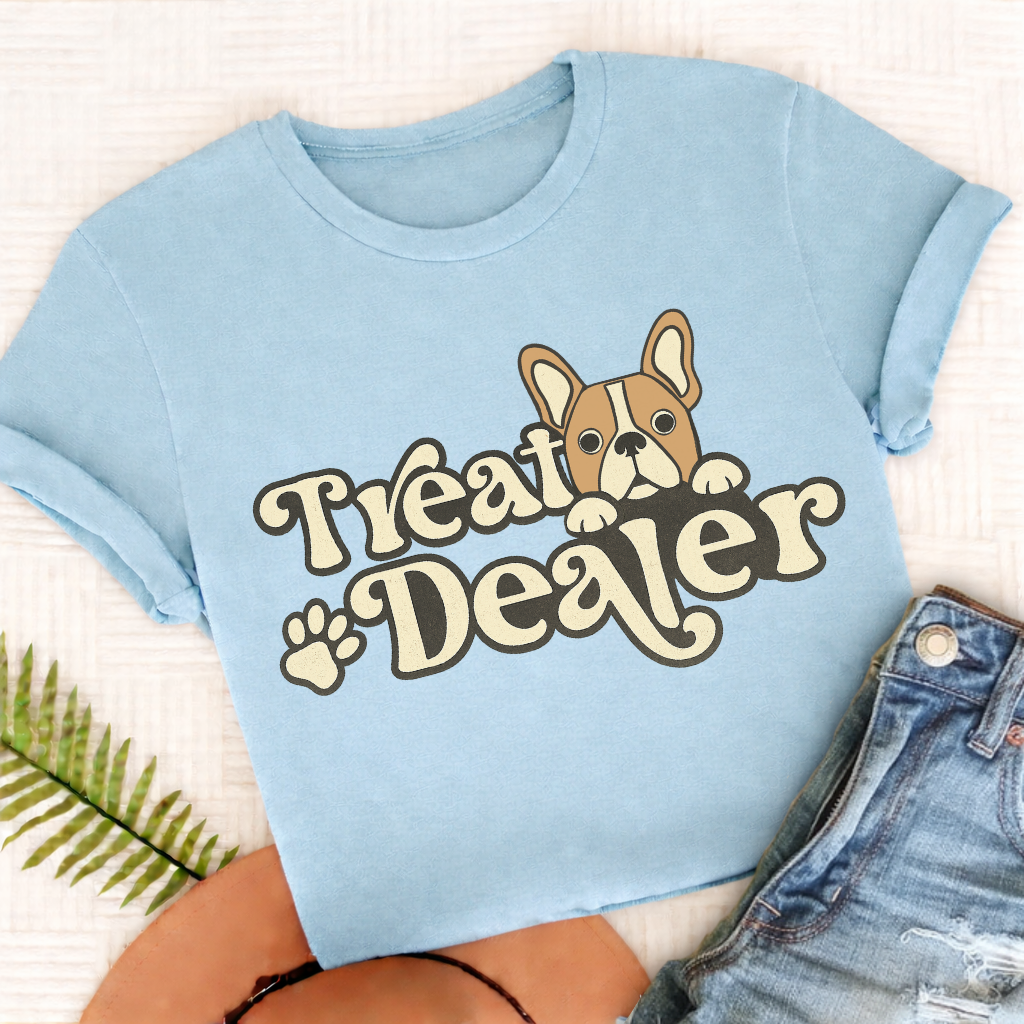 Custom French Bulldog Treat Dealer Unisex TShirt Chambray