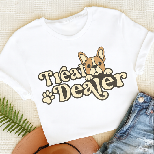 Custom French Bulldog Treat Dealer Unisex TShirt White