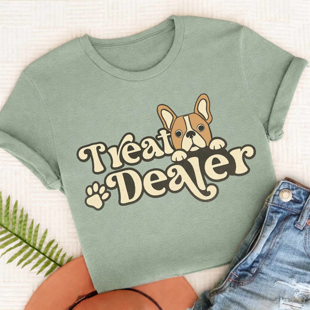 Custom French Bulldog Treat Dealer Unisex TShirt Bay