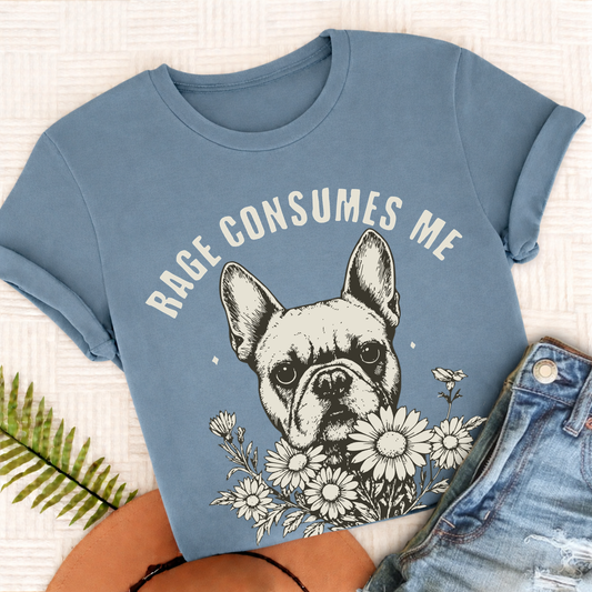 French Bulldog Dramatic Rage Consumes Me Unisex TShirt Ice Blue