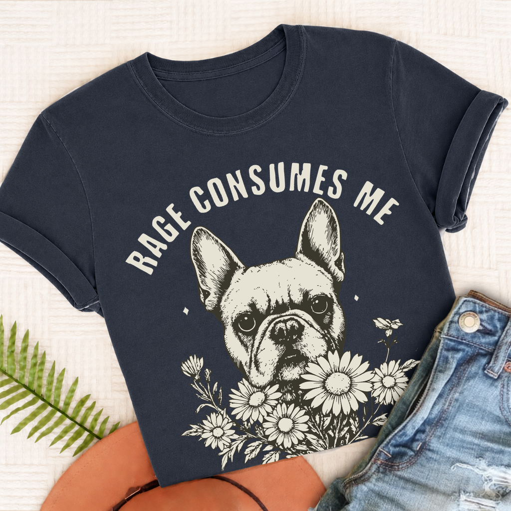 French Bulldog Dramatic Rage Consumes Me Unisex TShirt True Navy