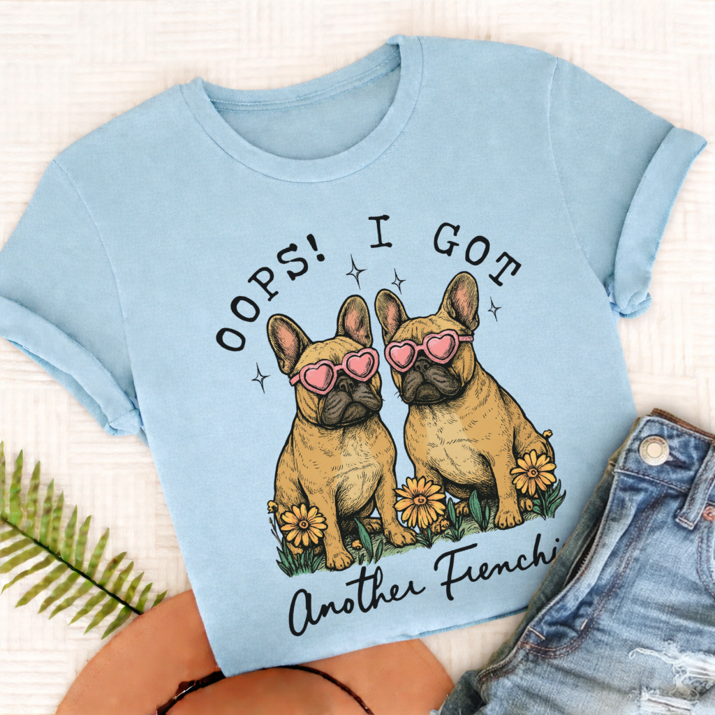 Custom French Bulldog Oops Unisex TShirt Chambray