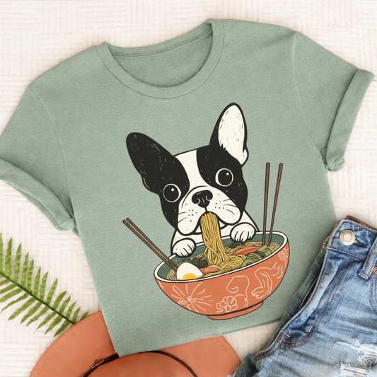 Custom French Bulldog Ramen Foodie Unisex TShirt Bay