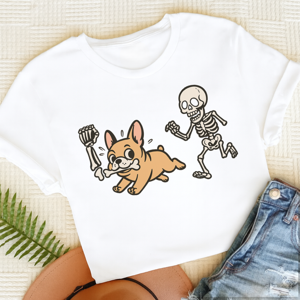Custom French Bulldog Grave Robber Unisex TShirt White