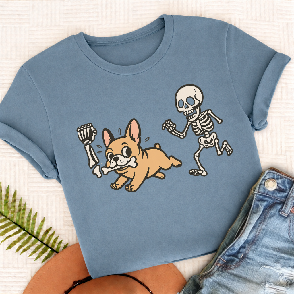 Custom French Bulldog Grave Robber Unisex TShirt Ice Blue