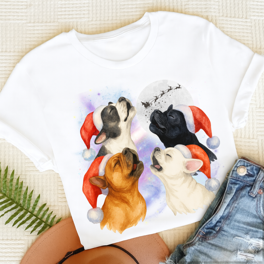 French Bulldog Funny Christmas Howliday Unisex TShirt White