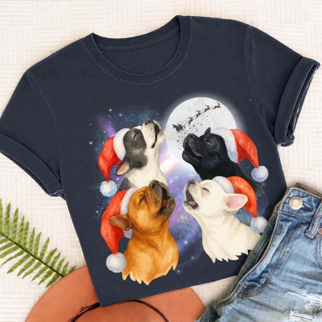 French Bulldog Funny Christmas Howliday Unisex TShirt True Navy
