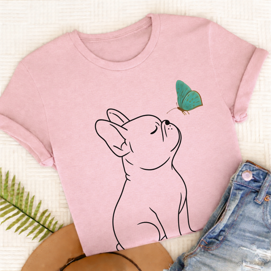 French Bulldog Butterfly Unisex TShirt Blossom