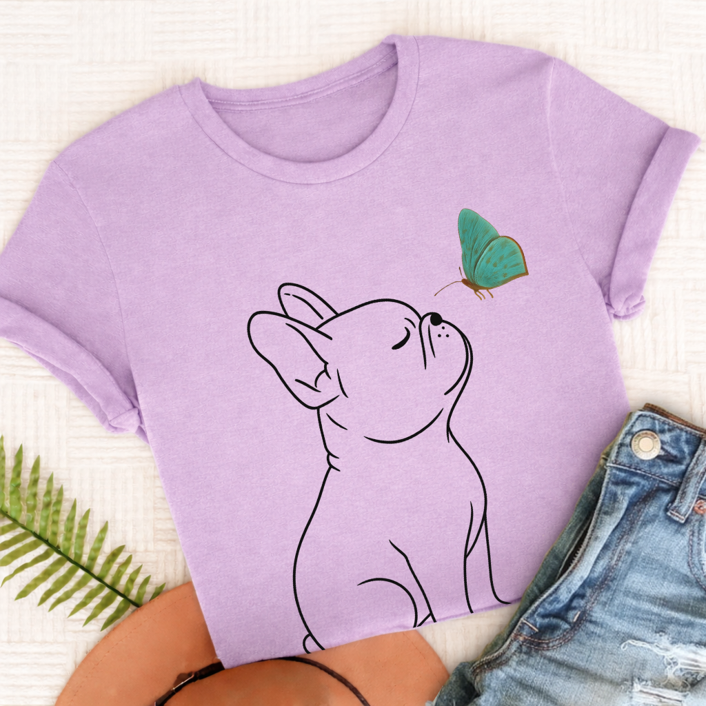 French Bulldog Butterfly Unisex TShirt Orchid