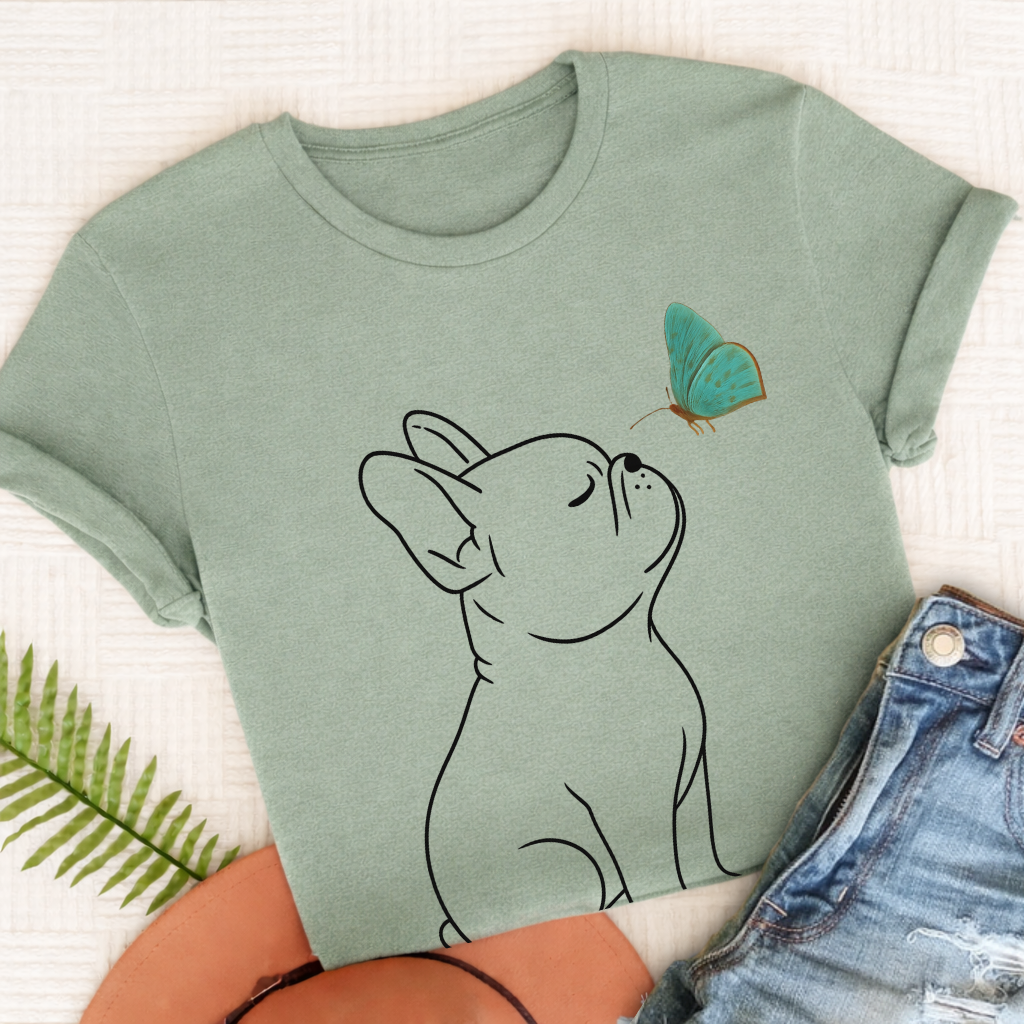 French Bulldog Butterfly Unisex TShirt Bay