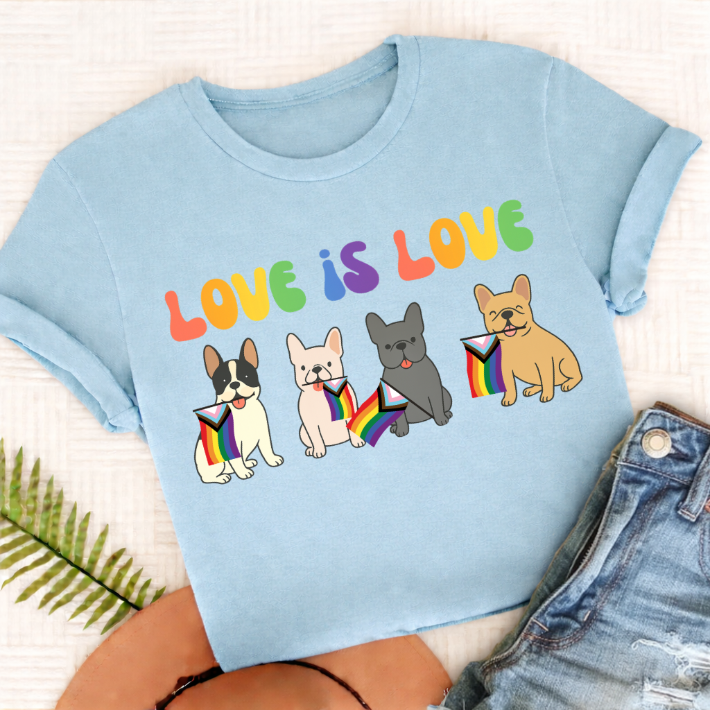 French Bulldog Pride LGBTQ Unisex TShirt Chambray
