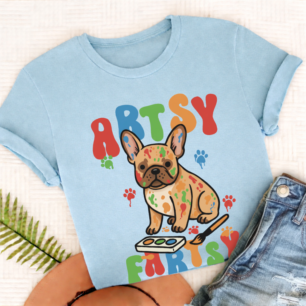 French Bulldog Artsy Fartsy Unisex Tshirt Chambray