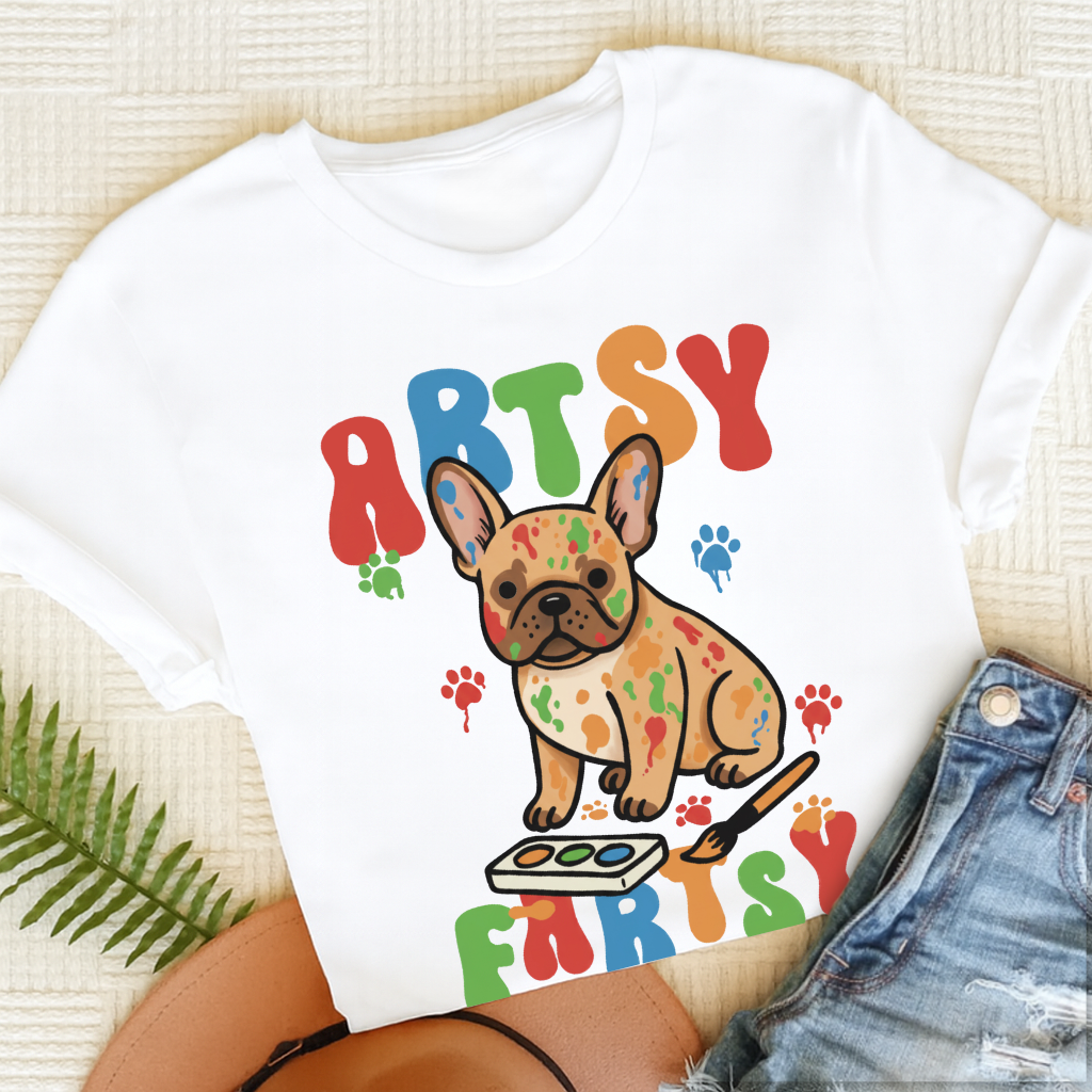 French Bulldog Artsy Fartsy Unisex Tshirt White