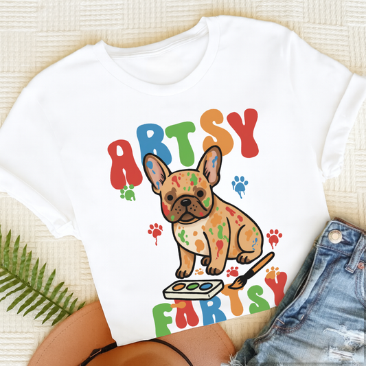 French Bulldog Artsy Fartsy Unisex Tshirt White