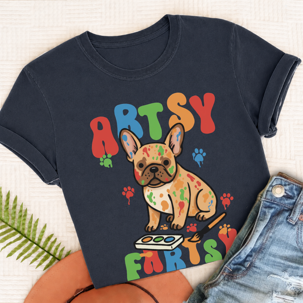 French Bulldog Artsy Fartsy Unisex Tshirt True Navy