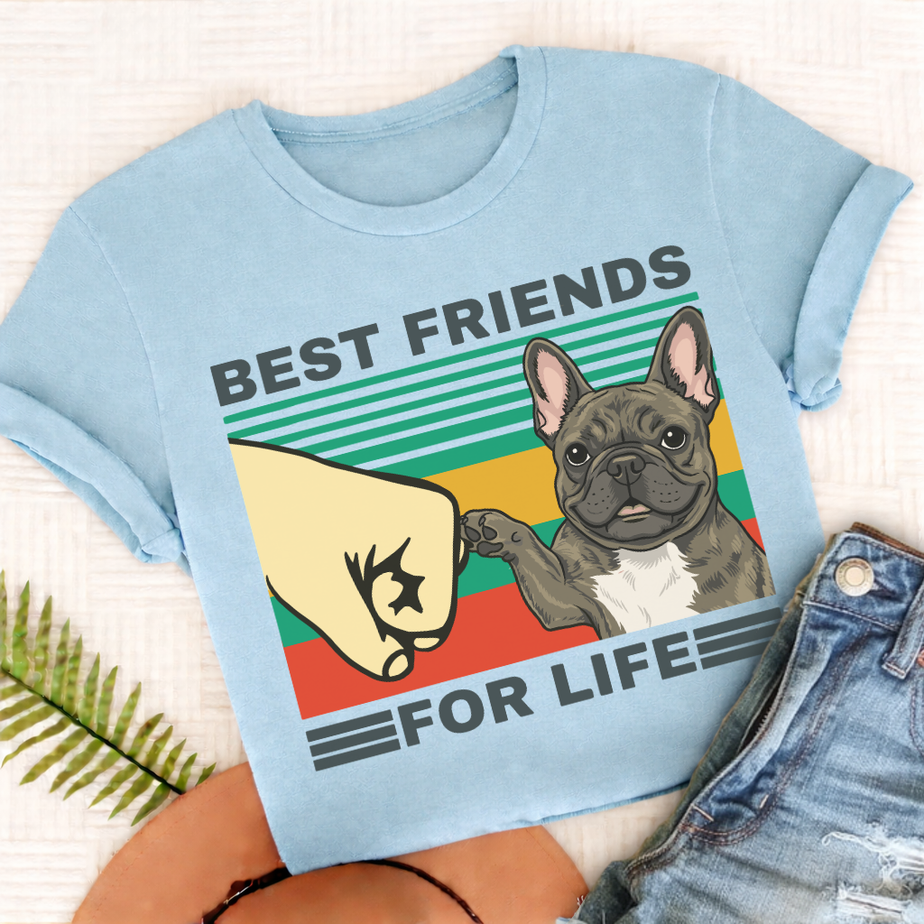 Custom French Bulldog Best Friends Unisex Tshirt Chambray