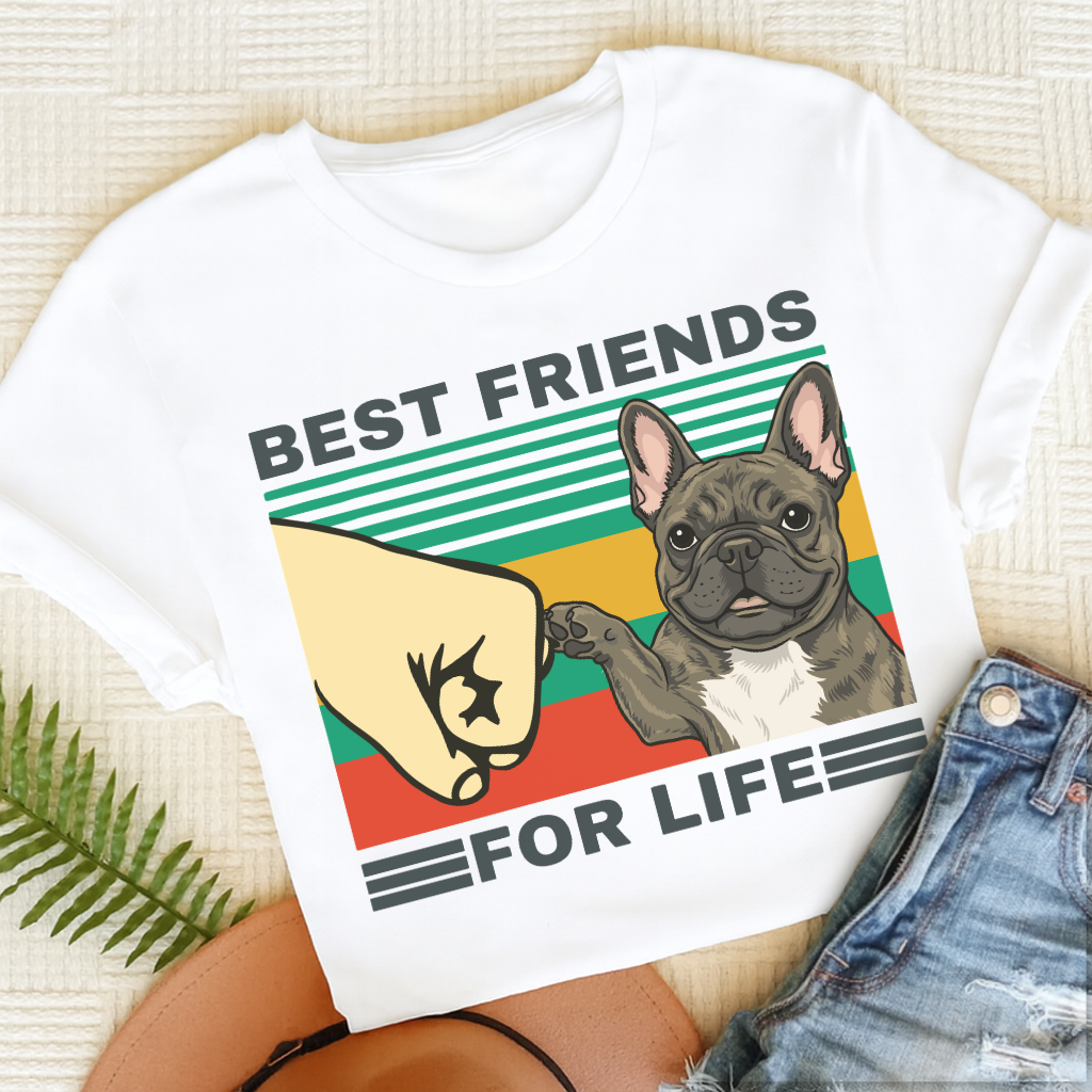 Custom French Bulldog Best Friends Unisex Tshirt White