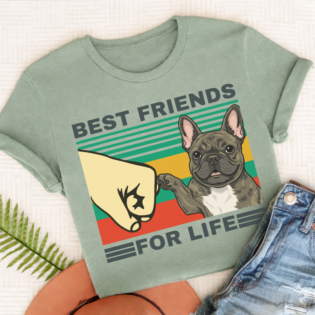 Custom French Bulldog Best Friends Unisex Tshirt Bay