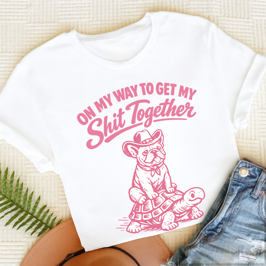 French Bulldog Funny On My Way Unisex TShirt White