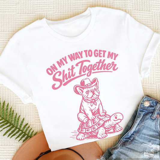 French Bulldog Funny On My Way Unisex TShirt White