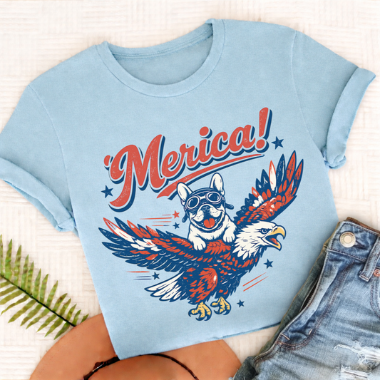 Custom Frenchie America Birthday Unisex TShirt Chambray