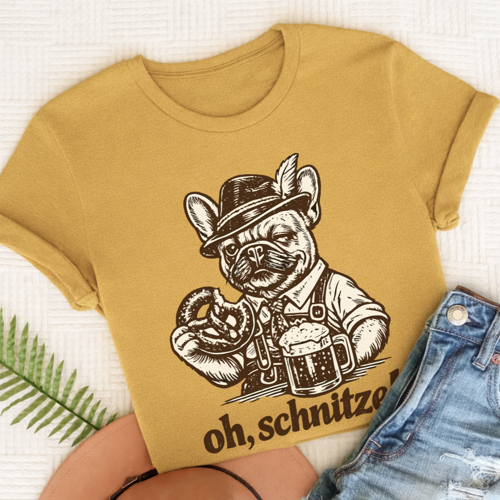 French Bulldog Germany Schnitzel Unisex TShirt Mustard