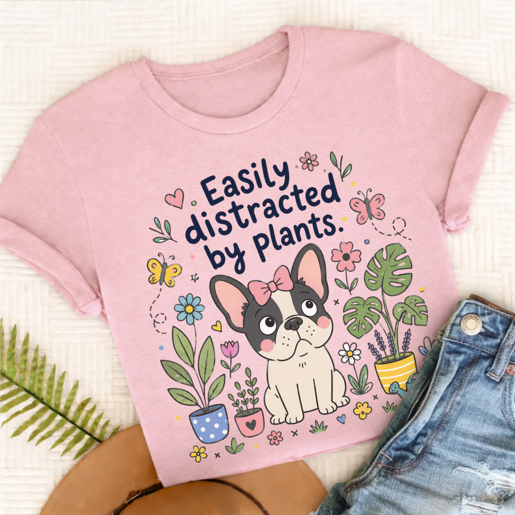 Custom French Bulldog Distracted Garden Unisex TShirt