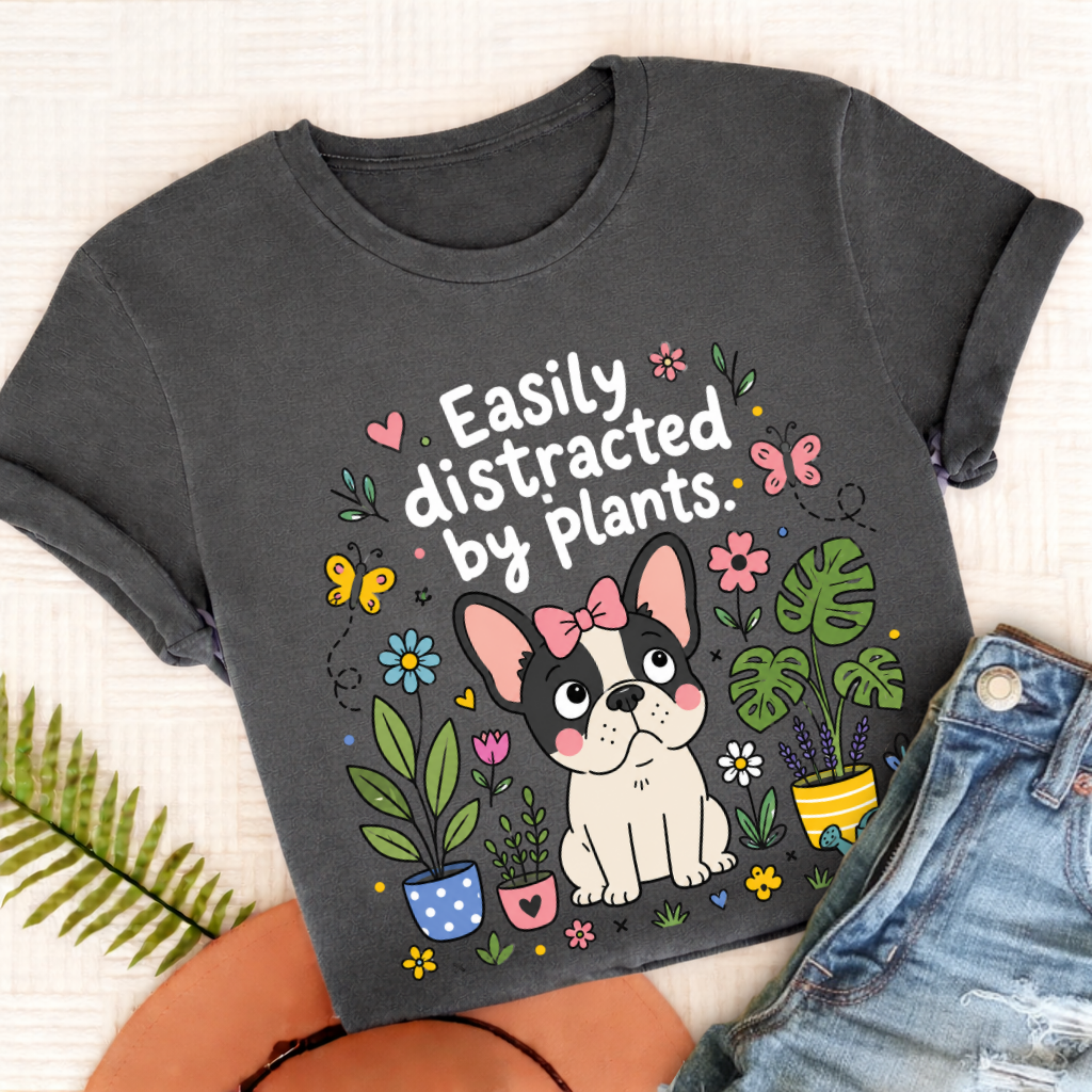 Custom French Bulldog Distracted Garden Unisex TShirt