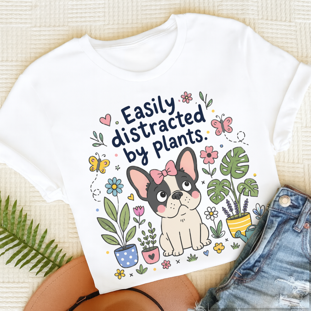 Custom French Bulldog Distracted Garden Unisex TShirt