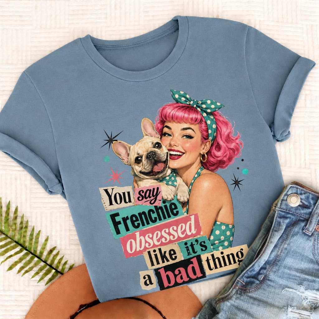 Custom French Bulldog Snarky Unisex TShirt Blue Jean