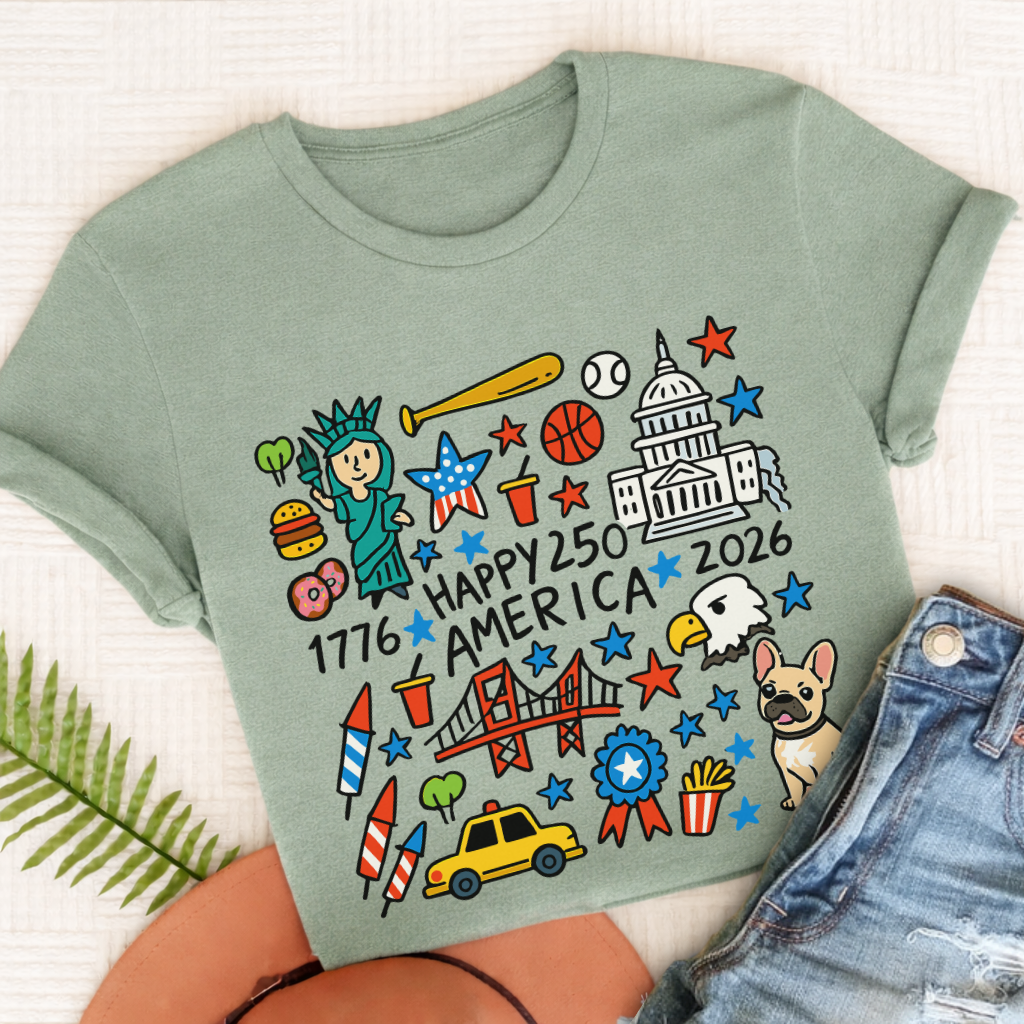 French Bulldog America 250th Anniversary Unisex TShirt Bay