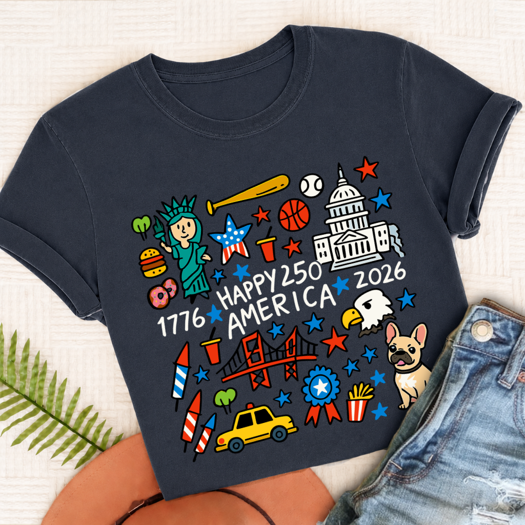 French Bulldog America 250th Anniversary Unisex TShirt True Navy