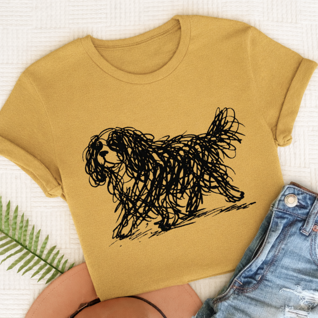Cavalier Artist Line Art Unisex Unisex TShirt Mustard