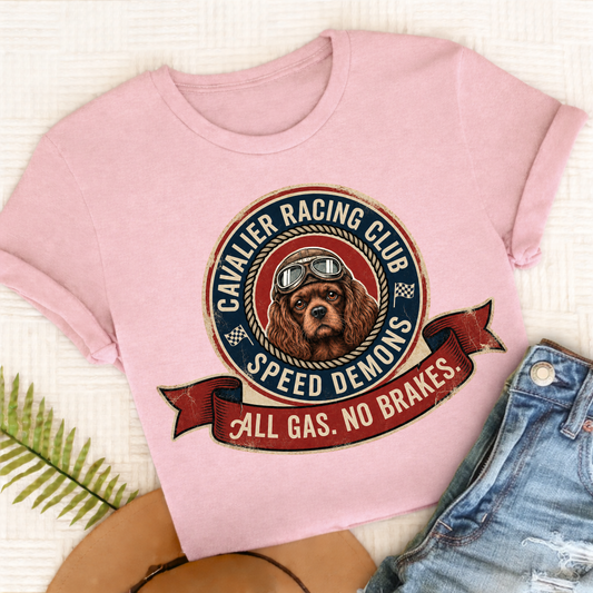 Custom Tricolor Cavalier Racing All Gas Unisex TShirt Blossom