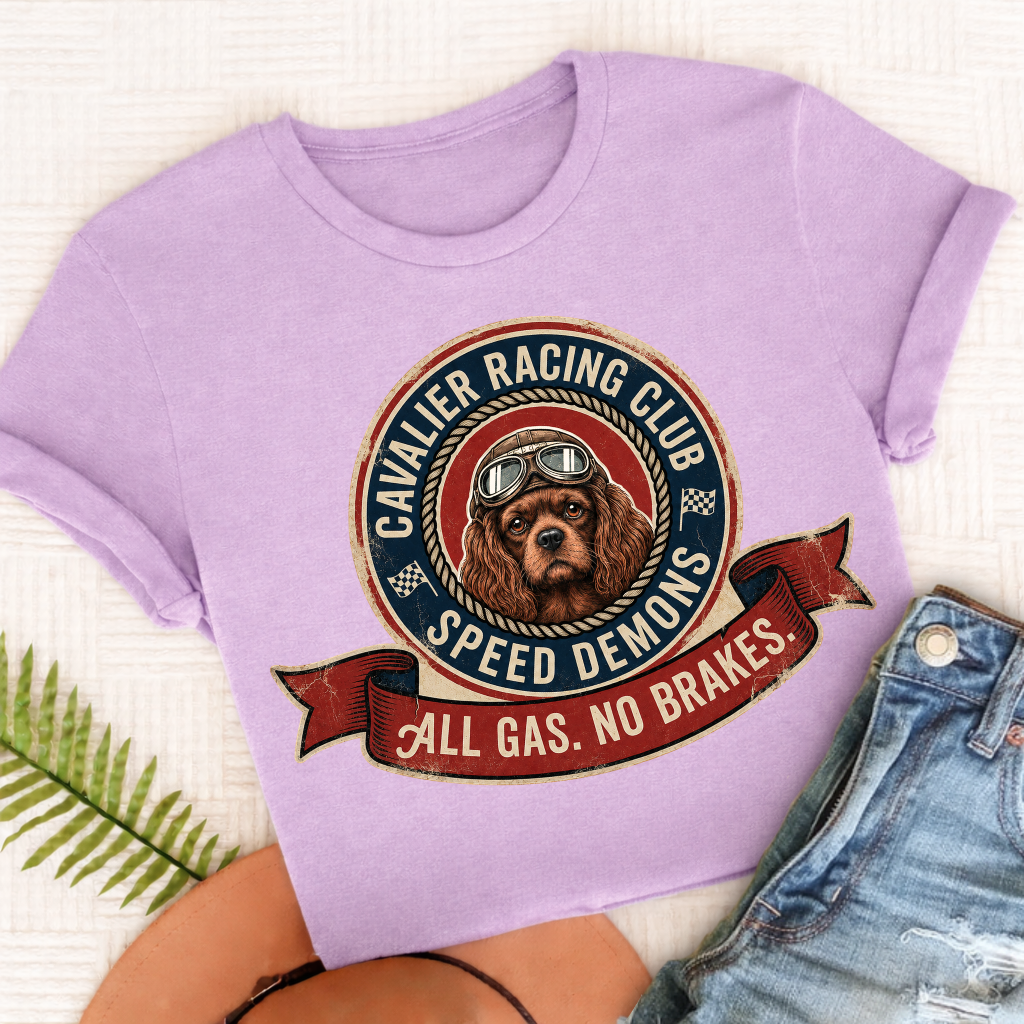 Custom Tricolor Cavalier Racing All Gas Unisex TShirt Orchid