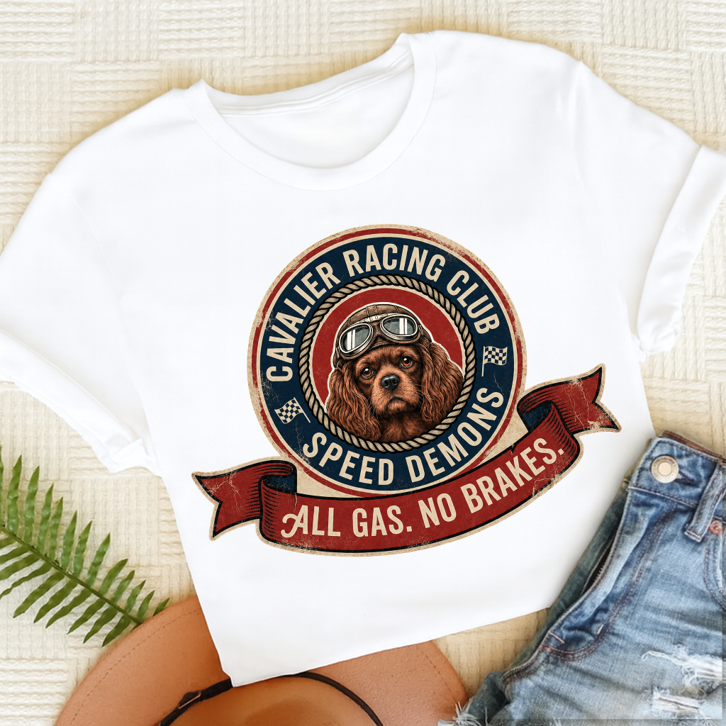 Custom Tricolor Cavalier Racing All Gas Unisex TShirt White