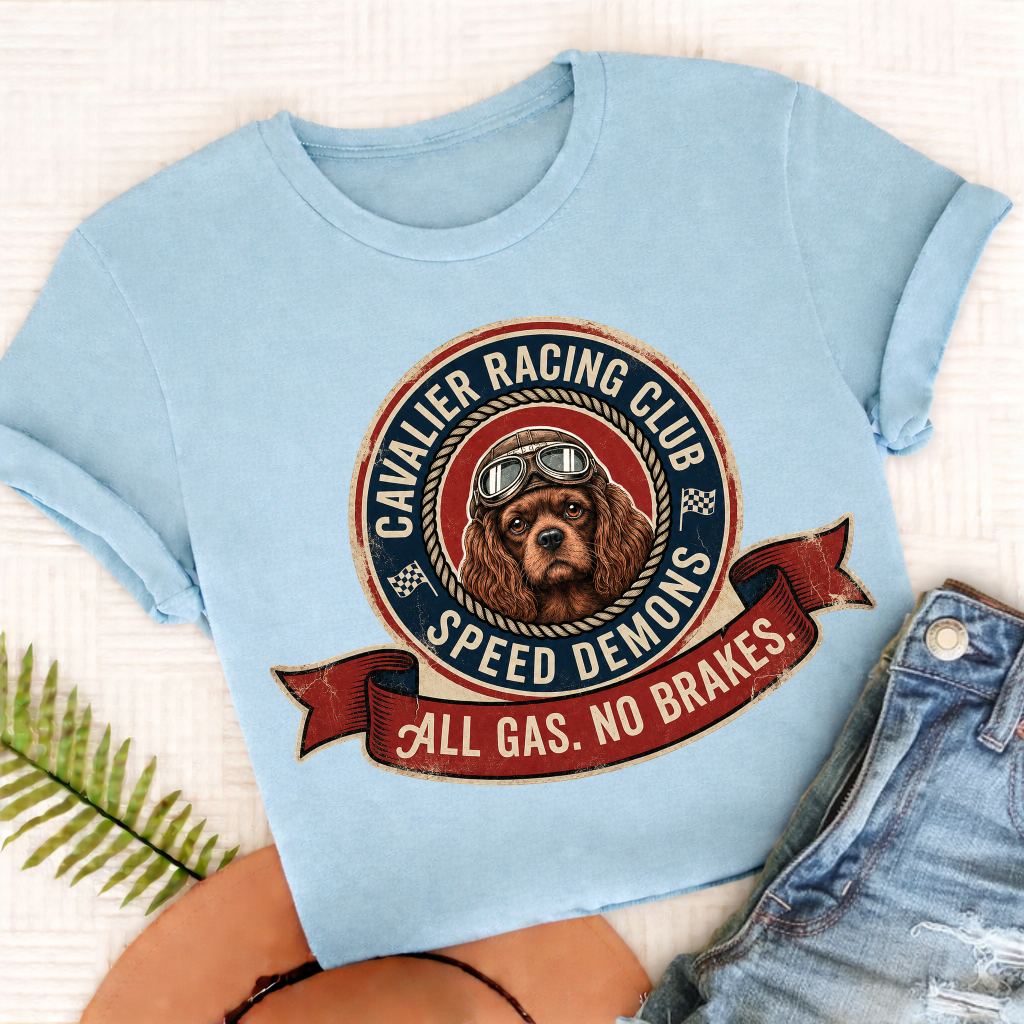 Custom Tricolor Cavalier Racing All Gas Unisex TShirt Chambray