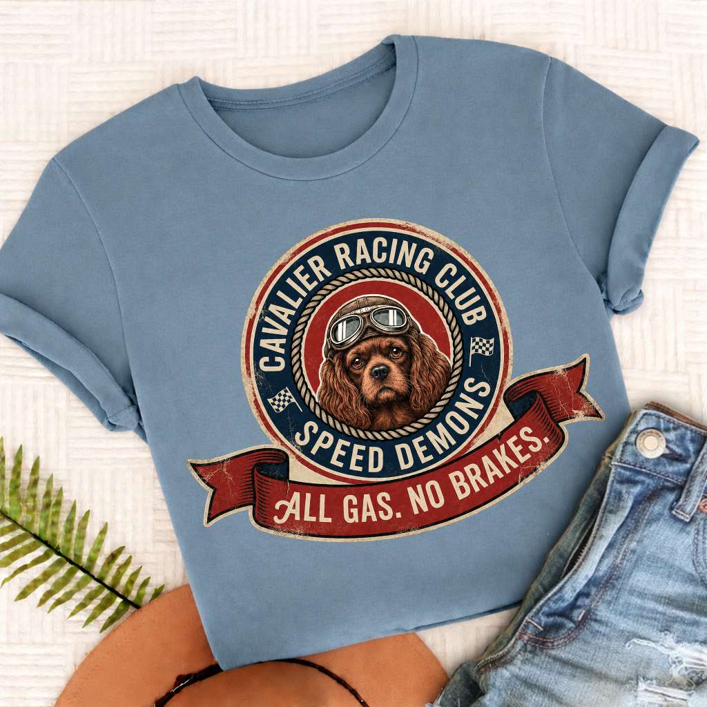 Custom Tricolor Cavalier Racing All Gas Unisex TShirt Blue Jean