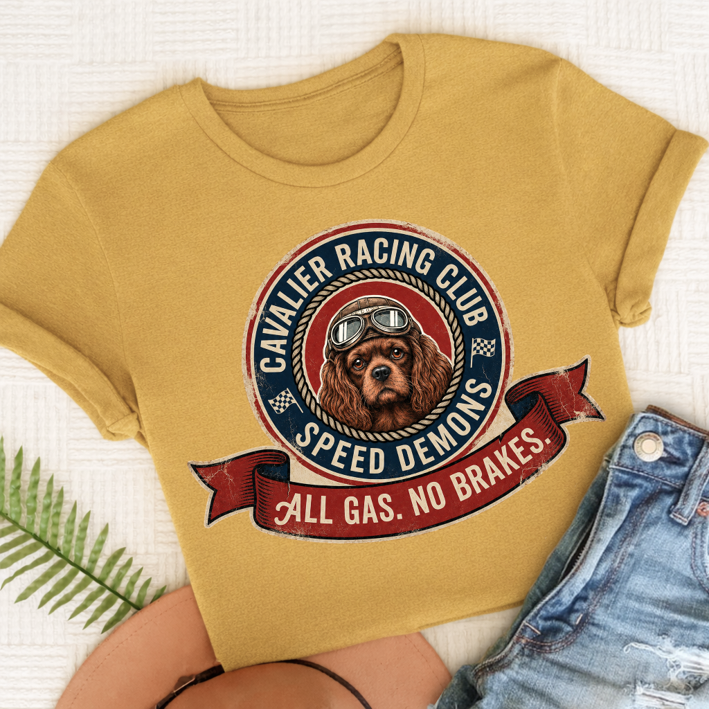 Custom Tricolor Cavalier Racing All Gas Unisex TShirt Mustard