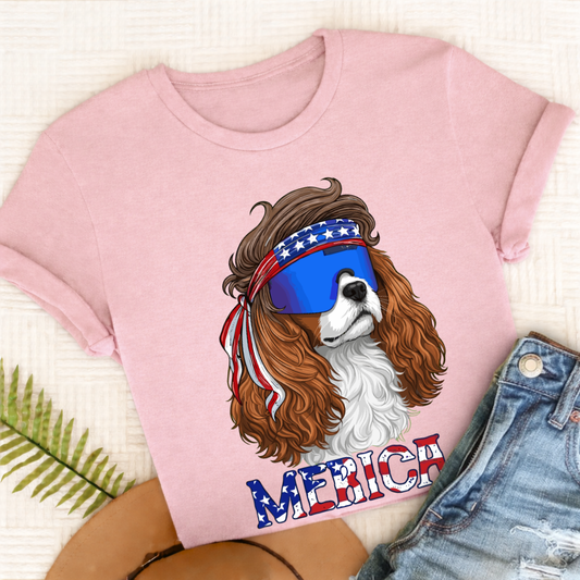 Custom Cavalier Funny Merica USA Unisex Tshirt Blossom