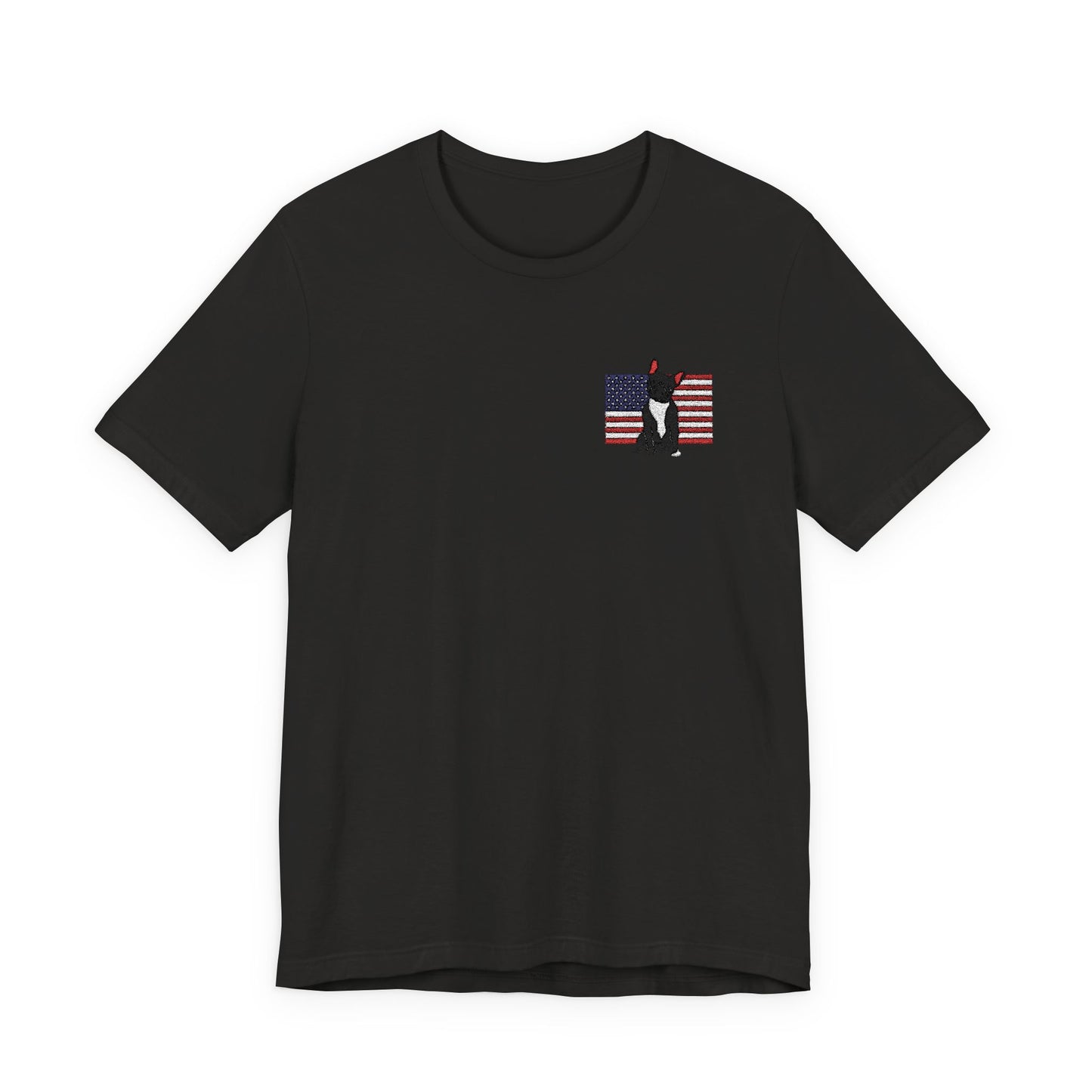 Embroidered Flag Black Frenchie TShirt