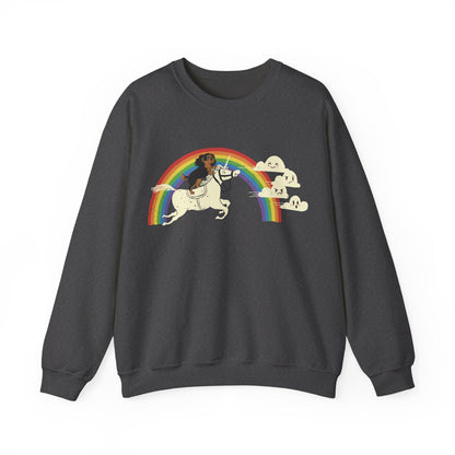 Rainbow and Unicorn Black Tan Cavalier Sweatshirt