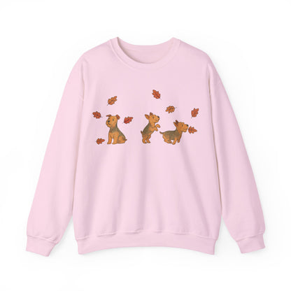 Airedale Terrier Chasing Leaves Sweatshirt